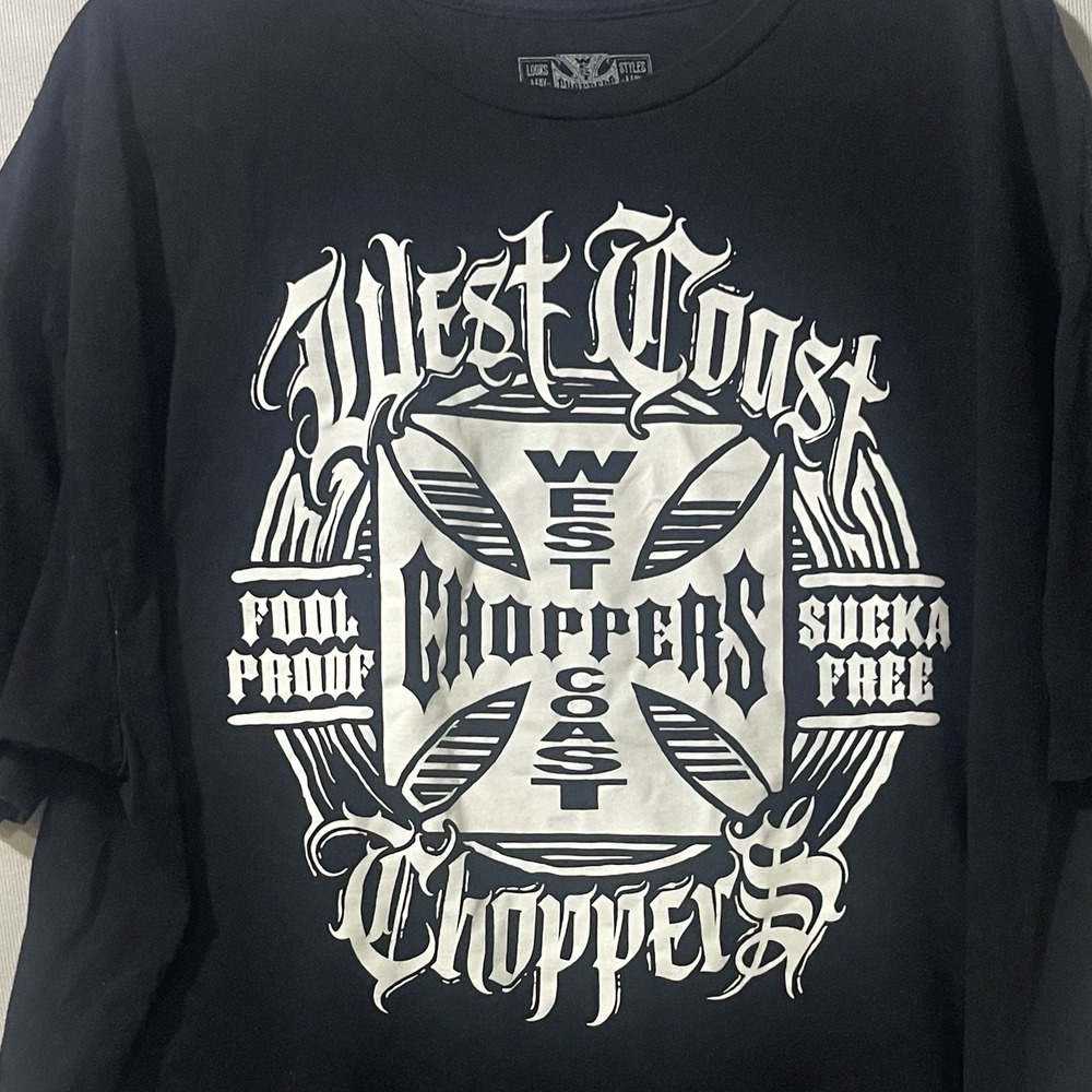 West Coast Choppers  - Jesse James Black/White Cross Motorcycle Shirt  Mens 3XL
